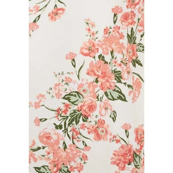 Faithfull The Brand Midi Dress Cream Pink Floral Short Puff Sleeve ALine Bronte - Picture 12 of 13